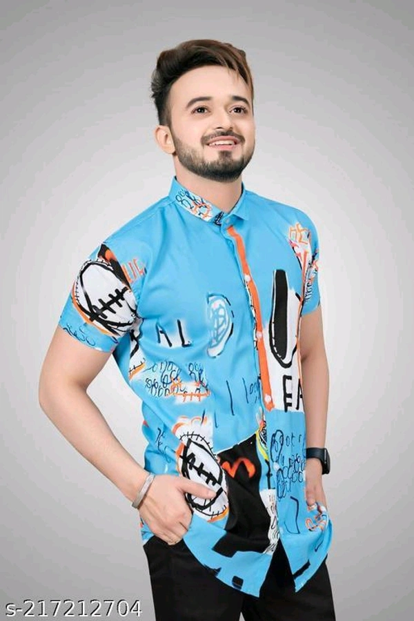  NEW LYCRA SUPER SHIRT Fabric: LycraSleeve Length: Short SleevesPattern: StripedNet Quantity (N): 1Sizes:S (Chest Size: 40 in, Length Size: 26.5 in) M (Chest Size: 42 in, Length Size: 27 in) L (Chest Size: 44 in, Length Size: 27.5 in) XL (Chest Size: 46 in, Length Size: 28 in) XXL (Chest Size: 48 in, Length Size: 28.5 in) Mens Printed shirt from - Blue, M