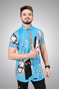  NEW LYCRA SUPER SHIRT Fabric: LycraSleeve Length: Short SleevesPattern: StripedNet Quantity (N): 1Sizes:S (Chest Size: 40 in, Length Size: 26.5 in) M (Chest Size: 42 in, Length Size: 27 in) L (Chest Size: 44 in, Length Size: 27.5 in) XL (Chest Size: 46 in, Length Size: 28 in) XXL (Chest Size: 48 in, Length Size: 28.5 in) Mens Printed shirt from - Blue, XL