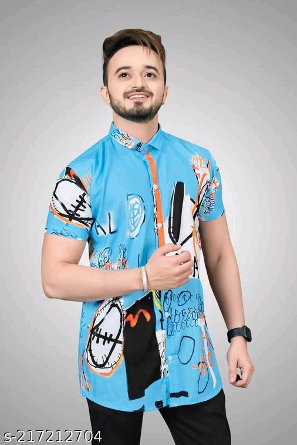  NEW LYCRA SUPER SHIRT Fabric: LycraSleeve Length: Short SleevesPattern: StripedNet Quantity (N): 1Sizes:S (Chest Size: 40 in, Length Size: 26.5 in) M (Chest Size: 42 in, Length Size: 27 in) L (Chest Size: 44 in, Length Size: 27.5 in) XL (Chest Size: 46 in, Length Size: 28 in) XXL (Chest Size: 48 in, Length Size: 28.5 in) Mens Printed shirt from - Blue, XL