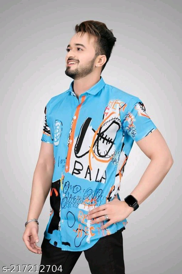  NEW LYCRA SUPER SHIRT Fabric: LycraSleeve Length: Short SleevesPattern: StripedNet Quantity (N): 1Sizes:S (Chest Size: 40 in, Length Size: 26.5 in) M (Chest Size: 42 in, Length Size: 27 in) L (Chest Size: 44 in, Length Size: 27.5 in) XL (Chest Size: 46 in, Length Size: 28 in) XXL (Chest Size: 48 in, Length Size: 28.5 in) Mens Printed shirt from - Blue, XL