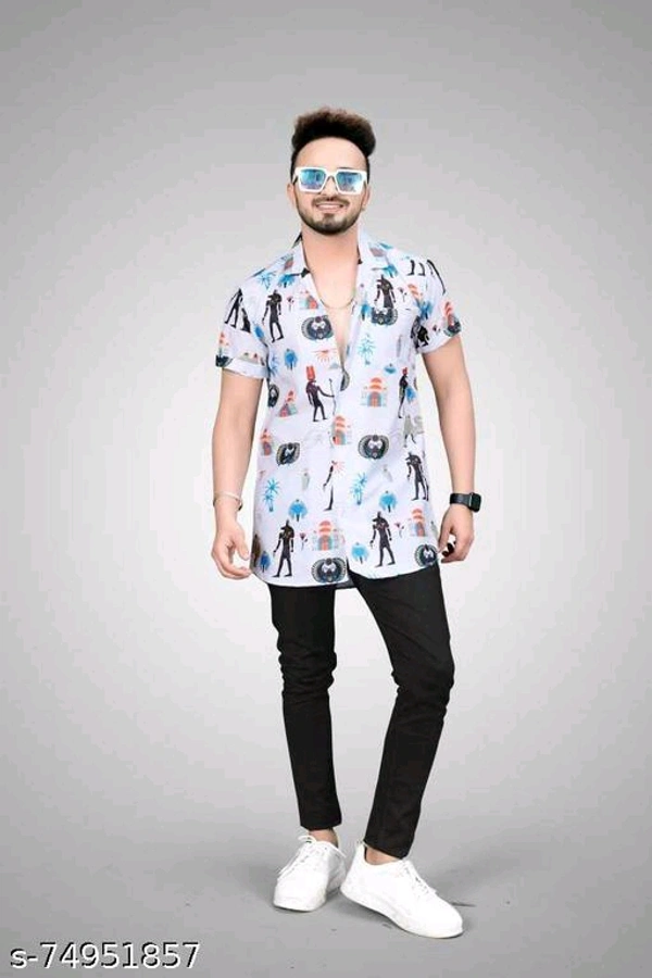  Men Slim Fit Printed Cut Away Collar Casual ShirtFabric: LycraSleeve Length: Short SleevesPattern: PrintedMultipack: 1Sizes:S (Chest Size: 40 in, Length Size: 27 in) XL (Chest Size: 46 in, Length Size: 30 in) L (Chest Size: 44 in, Length Size: 29 in) M (Chest Size: 42 in, Length Size: 28 in) XXL (Chest Size: 48 in, Length Size: 3 - White, L