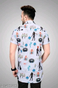  Men Slim Fit Printed Cut Away Collar Casual ShirtFabric: LycraSleeve Length: Short SleevesPattern: PrintedMultipack: 1Sizes:S (Chest Size: 40 in, Length Size: 27 in) XL (Chest Size: 46 in, Length Size: 30 in) L (Chest Size: 44 in, Length Size: 29 in) M (Chest Size: 42 in, Length Size: 28 in) XXL (Chest Size: 48 in, Length Size: 3 - White, L