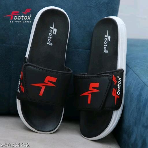 Black Solid Sliders For Men Material PVCSole Material