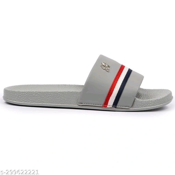 Mens Stylish Trendy Flip Flops Material: PVCSole Material: PVCFastening & Back Detail: Slip-OnPattern: SolidNet Quantity (N): 1Attractive, Comfortable sole, Different Patterns, Economical Prices, StylishSizes: IND-6 (Foot Length Size: 24 cm) IND-7 (Foot Length Size: 24.5 cm) IND-8 (Foot Length Size: 25 cm) IND-9 (Foot Length Size: 26 cm) IND-10  - Gray, 8
