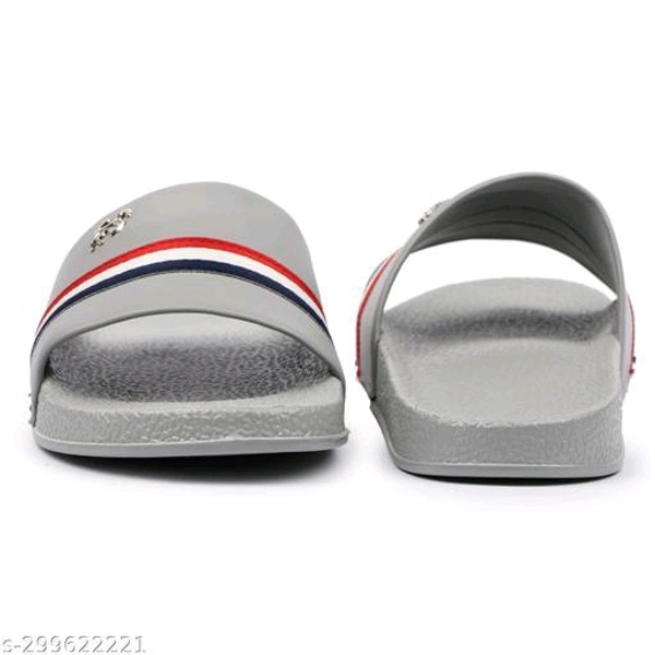 Mens Stylish Trendy Flip Flops Material: PVCSole Material: PVCFastening & Back Detail: Slip-OnPattern: SolidNet Quantity (N): 1Attractive, Comfortable sole, Different Patterns, Economical Prices, StylishSizes: IND-6 (Foot Length Size: 24 cm) IND-7 (Foot Length Size: 24.5 cm) IND-8 (Foot Length Size: 25 cm) IND-9 (Foot Length Size: 26 cm) IND-10  - Gray, 9