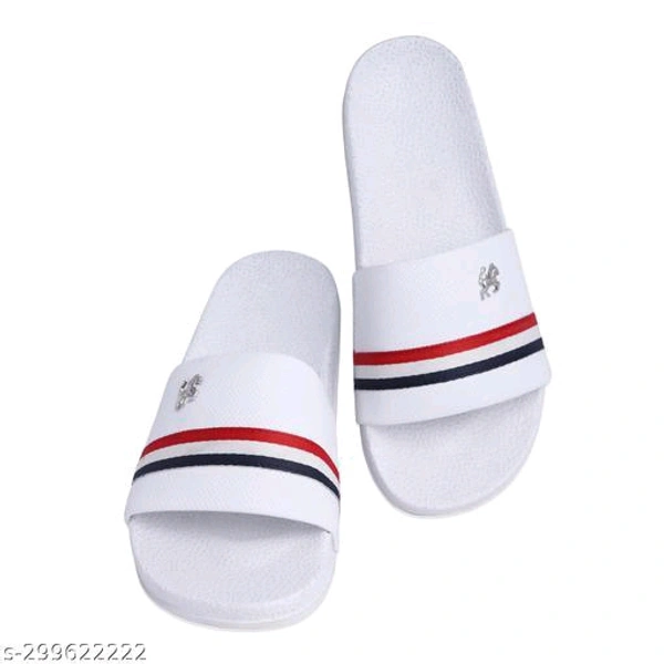  Mens Stylish Trendy Flip Flops Material: PVCSole Material: PVCFastening & Back Detail: Slip-OnPattern: SolidNet Quantity (N): 1Attractive, Comfortable sole, Different Patterns, Economical Prices, StylishSizes: IND-6 (Foot Length Size: 24 cm) IND-7 (Foot Length Size: 24.5 cm) IND-8 (Foot Length Size: 25 cm) IND-9 (Foot Length Size: 26 cm) IND-10  - White, 6