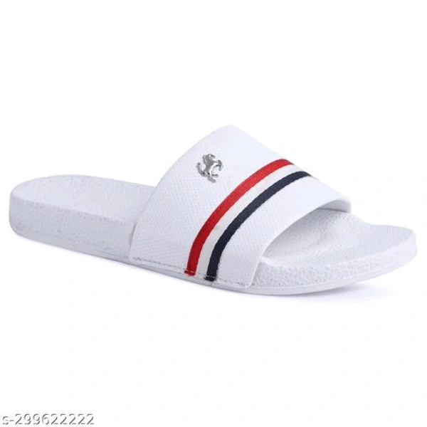  Mens Stylish Trendy Flip Flops Material: PVCSole Material: PVCFastening & Back Detail: Slip-OnPattern: SolidNet Quantity (N): 1Attractive, Comfortable sole, Different Patterns, Economical Prices, StylishSizes: IND-6 (Foot Length Size: 24 cm) IND-7 (Foot Length Size: 24.5 cm) IND-8 (Foot Length Size: 25 cm) IND-9 (Foot Length Size: 26 cm) IND-10  - White, 8