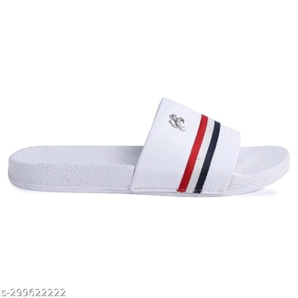  Mens Stylish Trendy Flip Flops Material: PVCSole Material: PVCFastening & Back Detail: Slip-OnPattern: SolidNet Quantity (N): 1Attractive, Comfortable sole, Different Patterns, Economical Prices, StylishSizes: IND-6 (Foot Length Size: 24 cm) IND-7 (Foot Length Size: 24.5 cm) IND-8 (Foot Length Size: 25 cm) IND-9 (Foot Length Size: 26 cm) IND-10  - White, 11