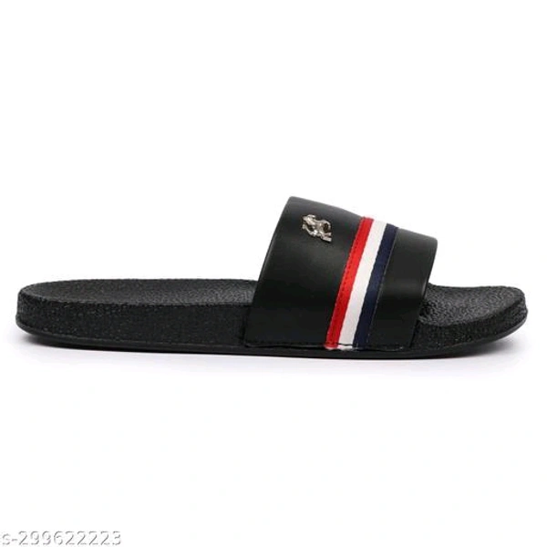 Mens Stylish Trendy Flip Flops Material: PVCSole Material: PVCFastening & Back Detail: Slip-OnPattern: SolidNet Quantity (N): 1Attractive, Comfortable sole, Different Patterns, Economical Prices, StylishSizes: IND-6 (Foot Length Size: 24 cm) IND-7 (Foot Length Size: 24.5 cm) IND-8 (Foot Length Size: 25 cm) IND-9 (Foot Length Size: 26 cm) IND-10  - Black, 9