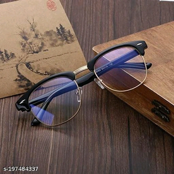 Uv Protection, Anti Blue Rays Harmful Glare Computer Eyewear Glasses (Shiny black Golden / computer blue blocking clear lenses)Net Quantity (N): 1Sizes:Free SizeCLASSIC FASHION DESIN - Our anti eye strain glasses use awesome quality composite,classic ha - Free Size