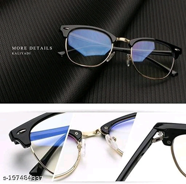 Uv Protection, Anti Blue Rays Harmful Glare Computer Eyewear Glasses (Shiny black Golden / computer blue blocking clear lenses)Net Quantity (N): 1Sizes:Free SizeCLASSIC FASHION DESIN - Our anti eye strain glasses use awesome quality composite,classic ha - Free Size