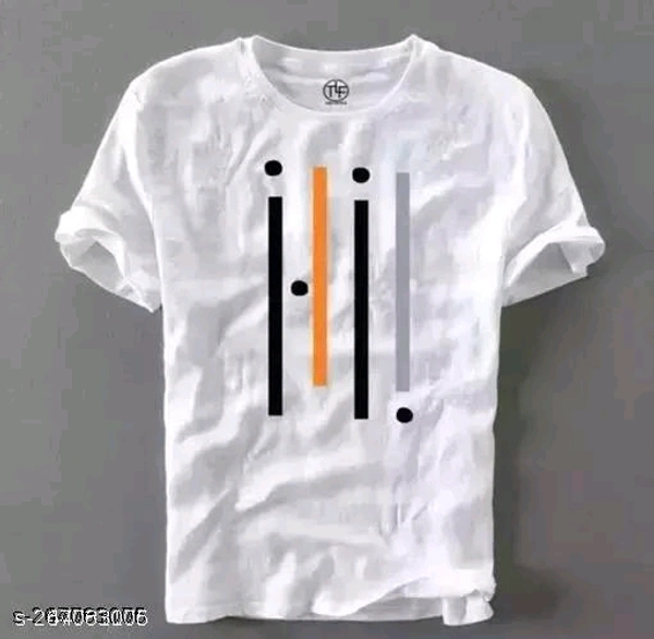 Men's Desinger New Look Printed Round Neck Half Sleeve T-shirts | Stylish Men's Linning Printed Short Sleeve White T-shirtsFabric: PolyesterSleeve Length: Short SleevesPattern: StripedNet Quantity (N): 1Sizes:S (Chest Size: 38 in, Length Size: 26 in) M (Che - White, M