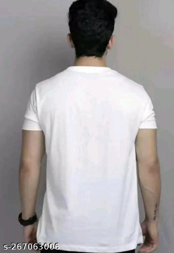 Men's Desinger New Look Printed Round Neck Half Sleeve T-shirts | Stylish Men's Linning Printed Short Sleeve White T-shirtsFabric: PolyesterSleeve Length: Short SleevesPattern: StripedNet Quantity (N): 1Sizes:S (Chest Size: 38 in, Length Size: 26 in) M (Che - White, M