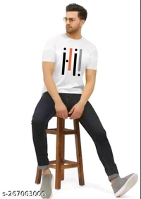 Men's Desinger New Look Printed Round Neck Half Sleeve T-shirts | Stylish Men's Linning Printed Short Sleeve White T-shirtsFabric: PolyesterSleeve Length: Short SleevesPattern: StripedNet Quantity (N): 1Sizes:S (Chest Size: 38 in, Length Size: 26 in) M (Che - White, M
