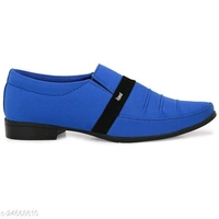 formal shoes 110 = royel blueMaterial: Syntethic LeatherSole Material: PVCFastening & Back Detail: Slip-OnPattern: SolidNet Quantity (N): 1Sizes: IND-6 (Foot Length Size: 26 cm, Foot Width Size: 10 cm) IND-7 (Foot Length Size: 26.5 cm, Foot Width Size: 10.1 cm) IND-8 (Foot Length Size: 27 cm, Foot Width Size: 10.2 cm) IND-9 (Foot Length Size: 27.5  - Royal Blue, 7