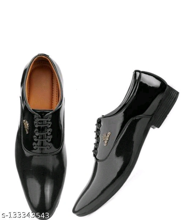 *stifron patten relaxsable man formal shoes*Material: Patent LeatherSole Material: PVCFastening & Back Detail: Lace-UpPattern: SolidNet Quantity (N): 1The lace-up formal shoe for men is made from synthetic material on the inside and outside and is finished in an attractive shine. Men's lace-up formal shoes feature Airmax sole, lace-up cl - Black, 6
