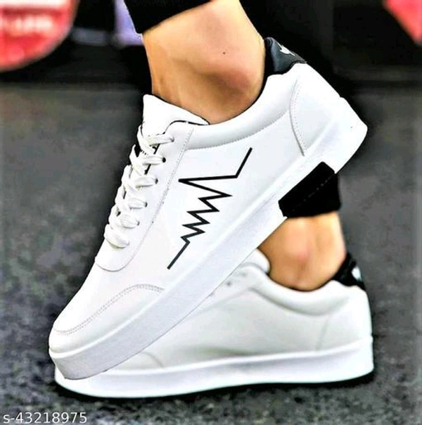 White Printed Sneakers For MenName: White Printed Sneakers For MenMaterial: MeshSole Material: RubberFastening & Back Detail: Lace-UpMultipack: 1Sizes:IND-6, IND-7, IND-8, IND-9, IND-10Care Instructions: Rotate your pair of shoes once every other day, allowing them to de-odorize and retain their shapes. Use shoe bags to prevent any stains or mildew.Just wipe with clean,dry cloth to - White, 10
