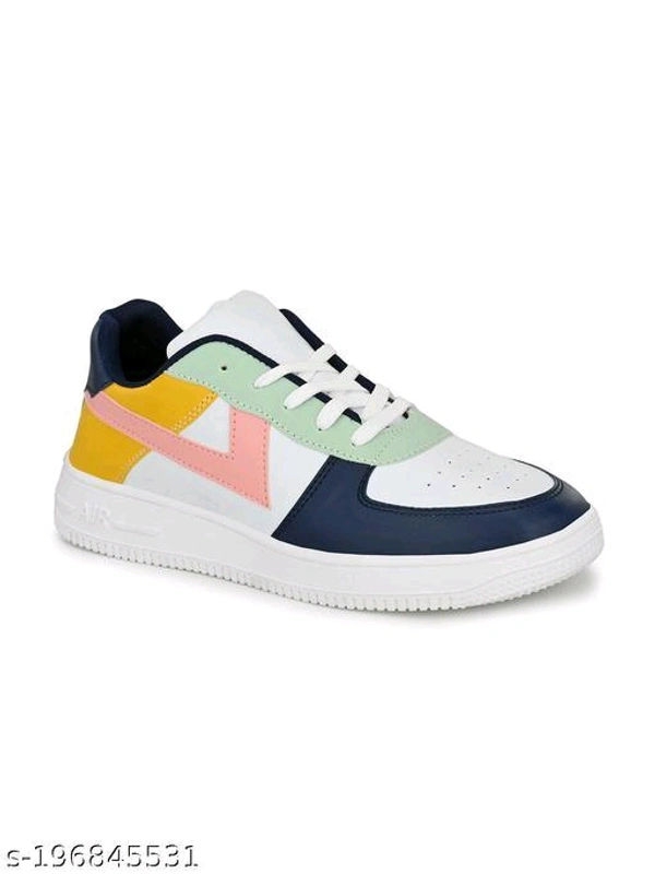  Fashionate Men SneakersMaterial: SyntheticSole Material: PVCPattern: SolidFastening & Back Detail: Lace-UpNet Quantity (N): 1Sizes: IND-6, IND-7, IND-8, IND-9, IND-10Country of Origin: India - White, 7