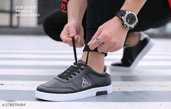 Stylish and Trendy New Design Lightweight, Breathable Walking Sport ShoeMaterial: Syntethic LeatherSole Material: PvcFastening & Back Detail: Lace-UpSizes:IND-6, IND-7, IND-8, IND-9, IND-10"SIKAWA" Shoes Are Designed To Keeping In Mind Durability As Well As Trends, The Most Stylish Range Of Shoes.  - Black, 8