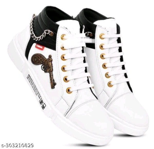  White Embellished High Ankle  Shoes for Men Material: Syntethic LeatherSole Material: TprFastening & Back Detail: Lace-UpSizes:IND-6, IND-7, IND-8, IND-9, IND-10Country of Origin: India - Black, 6