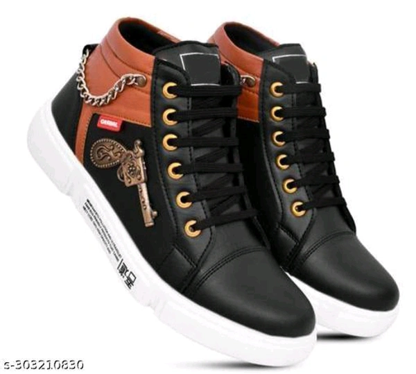  Casual sneakers shoes for men black Material: SyntheticSole Material: TprFastening & Back Detail: Lace-UpSizes:IND-6, IND-7, IND-8, IND-9, IND-10Country of Origin: India - Black, 7