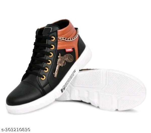  Casual sneakers shoes for men black Material: SyntheticSole Material: TprFastening & Back Detail: Lace-UpSizes:IND-6, IND-7, IND-8, IND-9, IND-10Country of Origin: India - Black, 8
