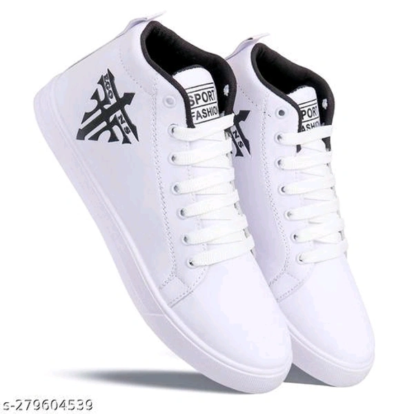 White Solid Casual shoes for menMaterial: Syntethic LeatherSole Material: RubberFastening & Back Detail: Lace-UpSizes:IND-6, IND-7, IND-8, IND-9, IND-10Latest stylish Fabulous Range of Premium quality shoesCountry of Origin: India - White, 10