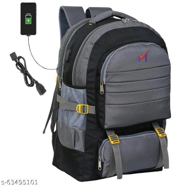 50 L Backpack Premium quality USB port RUCKSACK BAGS FOR MEN AND WOMEN bag  (Grey)Product Name: 50 L Backpack Premium quality USB port RUCKSACK BAGS FOR MEN AND WOMEN bag  (Grey)Material: NylonNo. Of Compartments: 3Product Height: 56 CmProduct Length: 28 CmProduct Width: 33 CmSize: LWater Resistan - Gray, Free Size