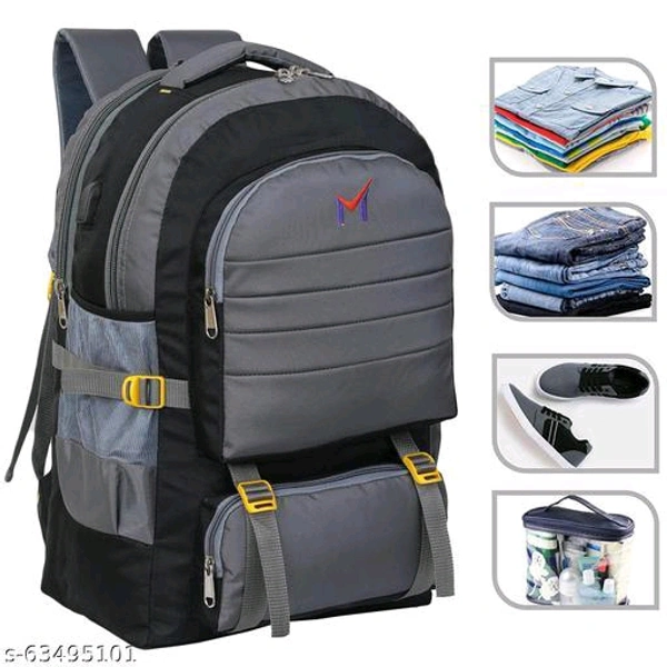 50 L Backpack Premium quality USB port RUCKSACK BAGS FOR MEN AND WOMEN bag  (Grey)Product Name: 50 L Backpack Premium quality USB port RUCKSACK BAGS FOR MEN AND WOMEN bag  (Grey)Material: NylonNo. Of Compartments: 3Product Height: 56 CmProduct Length: 28 CmProduct Width: 33 CmSize: LWater Resistan - Gray, Free Size