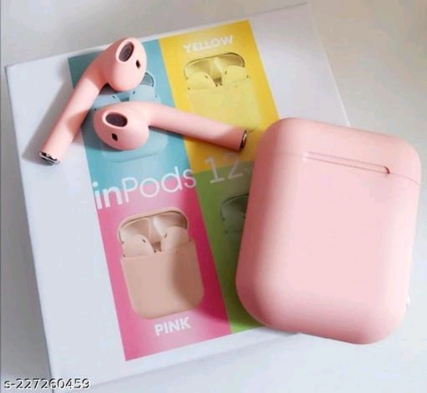 12 TWS Pink Color Airpods Bluetooth Headset  (True Wireless)Battery Charge Time: 1 HourBIS/ISI Certification Number: 616Bluetooth Range: 40mBluetooth Version: 5.0Brand: OthersCharging Type: Micro USBColor: PinkCompatibility: All SmartphonesFrequency: 50  - Pink, Size