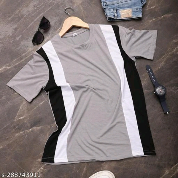 Pretty Elegant Men TshirtsFabric: Cotton BlendSleeve Length: Short SleevesPattern: StripedNet Quantity (N): 1Sizes:S (Chest Size: 36 in, Length Size: 25 in) M (Chest Size: 38 in, Length Size: 25.5 in) L (Chest Size: 40 in, Length Size: 26 in) XL (Chest Size: 42 in, Length Size: 26.5 in) Country of Origin: India - Gray, S