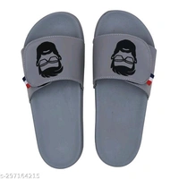 BeardBlend: Stride in Style with in Style with our Facial-Fashion Flip FlopsMaterial: Syntethic LeatherSole Material: PVCFastening & Back Detail: VelcroPattern: PrintedNet Quantity (N): 1Introducing the Closho brand's Slipper/Flip Flop, a stylish and comfortable footwear option that combines the best of fashion and comfort. Made f - Gray, 8