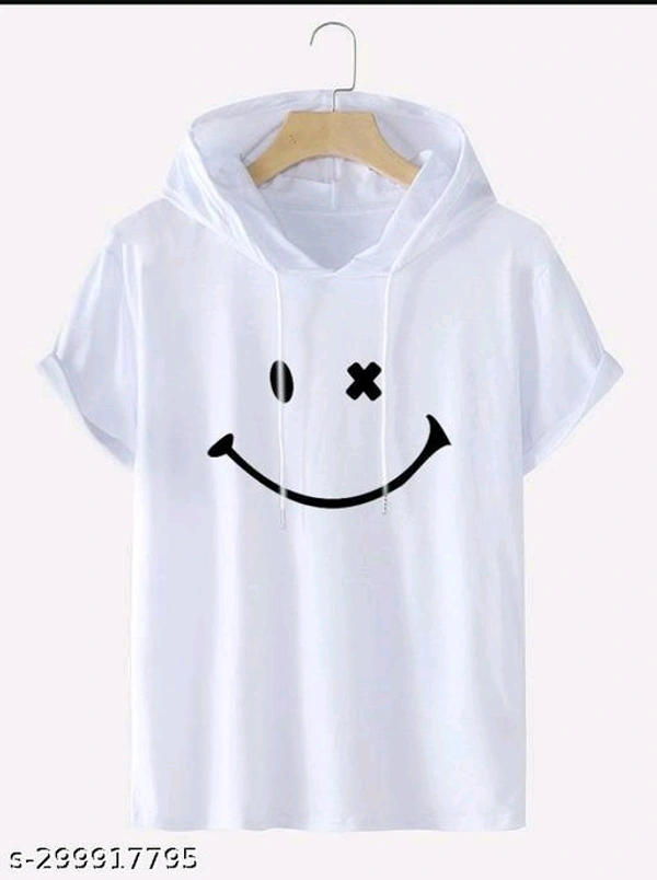  Glitsy Smiley  Printed Half Sleeve Hoodie for mens_011Fabric: PolyesterSleeve Length: Short SleevesPattern: PrintedNet Quantity (N): 1Sizes:S, M, L, XL, XXLBrand- GlitsyS (Chest Size : 36.5  in, Length Size: 26.5 in)M (Chest Size : 38 in, Length Size: 27.5 in)L (Chest Size : 40 in, Length Size: 28.5 in)XL  - White, L
