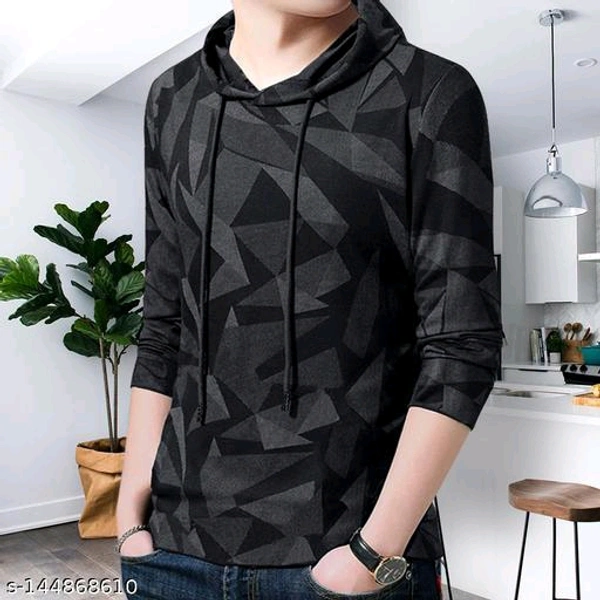  EYEBOGLER Men's Printed HoodNeck Grey TshirtsFabric: CottonSleeve Length: Long SleevesPattern: PrintedNet Quantity (N): 1Sizes:S (Chest Size: 18 in, Length Size: 26.5 in) M (Chest Size: 19 in, Length Size: 27 in) L (Chest Size: 20 in, Length Size: 27.5 in) XL (Chest Size: 21 in, Length Size: 28 in) XXL - Black, S