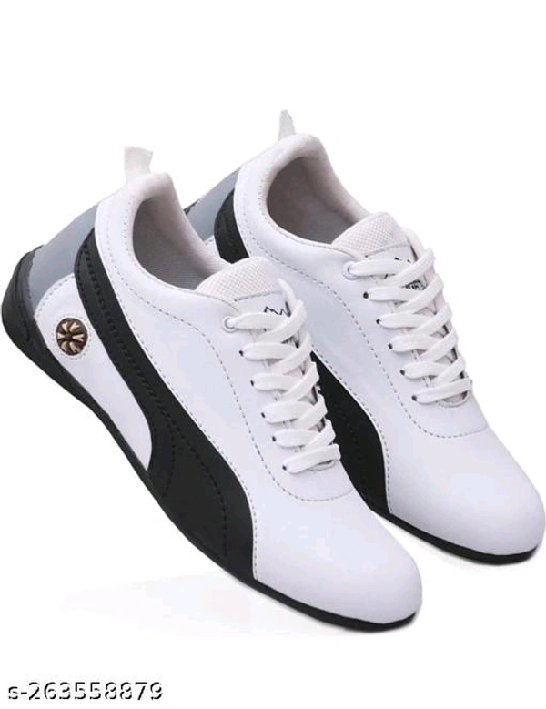 7001 white Material: Syntethic LeatherSole Material: PVCFastening & Back Detail: Lace-UpPattern: SolidNet Quantity (N): 1Sports shoes mens;casual sneakers for mensSizes: IND-6, IND-7, IND-8, IND-9, IND-10Country of Origin: India - White, 6