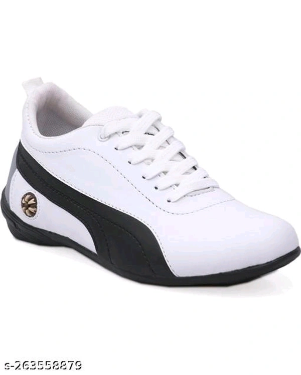 7001 white Material: Syntethic LeatherSole Material: PVCFastening & Back Detail: Lace-UpPattern: SolidNet Quantity (N): 1Sports shoes mens;casual sneakers for mensSizes: IND-6, IND-7, IND-8, IND-9, IND-10Country of Origin: India - White, 6