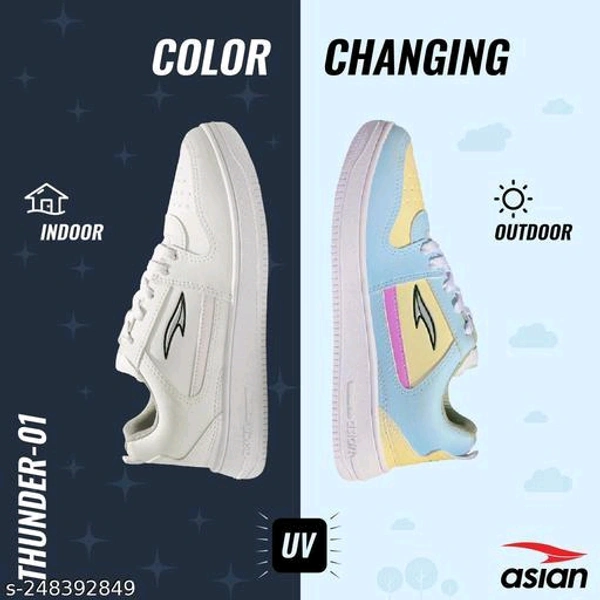  ASIAN Men's Thunder-01 Casual Sneaker Colour Changing Shoes with Extra Cushion Lightwight Lace-Up Shoes for Men's & Boy'sMaterial: SyntheticSole Material: PVCPattern: SolidFastening & Back Detail: Lace-UpNet Quantity (N): 2Sizes: IND-6, IND-7, IND-8, IND-9, IND-10 - White, 9