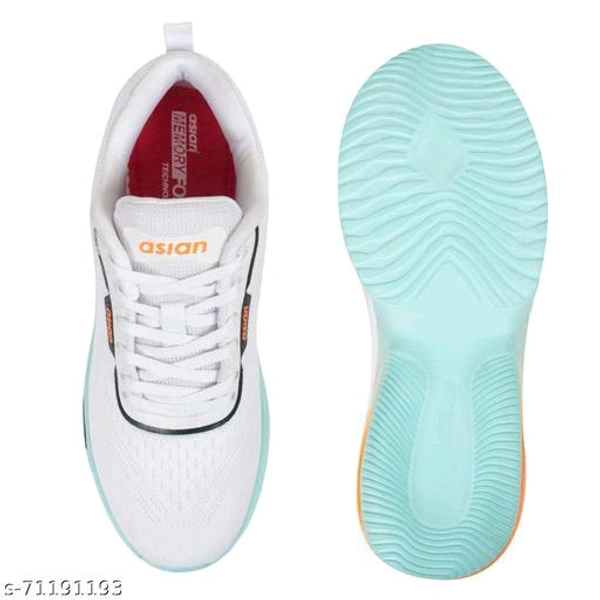 Asian Sports ShoesMaterial: EVASole Material: EVAFastening & Back Detail: Lace-UpPattern: SolidMultipack: 1Sizes: IND-7 (Foot Length Size: 30 cm, Foot Width Size: 15 cm) IND-6 (Foot Length Size: 30 cm, Foot Width Size: 15 cm) IND-10 (Foot Length Size: 30 cm, Foot Width Size: 15 cm) IND-9 (Foot Length Size: 30 cm, Foot Width Size: 15 cm) IND-8 (Foot Length Size: 30 cm, - White, 10