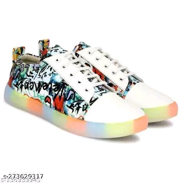   Layasa Sneakers For MenMaterial: FoamedSole Material: TPRPattern: PrintedFastening & Back Detail: Lace-UpNet Quantity (N): 1Sizes: Country of Origin: India - White, 9