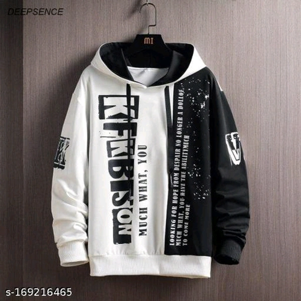 Mens Hoodies Fabric: FleeceSleeve Length: Long SleevesPattern: PrintedNet Quantity (N): 1Sizes:S, M (Length Size: 27 in) L (Length Size: 28 in) XL (Length Size: 29 in) XXL (Length Size: 29 in) Very Beautifully designed Hoodies  - White, M