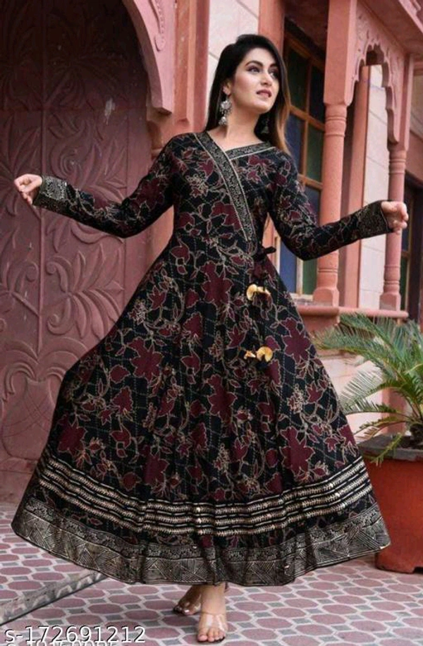  RAYON ANARKALI LONG KURTI BLACKFabric: RayonSleeve Length: Three-Quarter SleevesPattern: PrintedCombo of: SingleSizes:XS, S, M (Bust Size: 38 in) L (Bust Size: 40 in) XL (Bust Size: 42 in) XXL (Bust Size: 44 in) XXXL (Bust Size: 46 in) 4XL (Bust Size: 48 in) 5XL (Bust Size: 50 in) 6XL (Bust Size: 52 in) Party Wear Anarkali Kurti Country of Origin: India - printed, S
