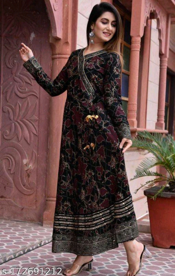  RAYON ANARKALI LONG KURTI BLACKFabric: RayonSleeve Length: Three-Quarter SleevesPattern: PrintedCombo of: SingleSizes:XS, S, M (Bust Size: 38 in) L (Bust Size: 40 in) XL (Bust Size: 42 in) XXL (Bust Size: 44 in) XXXL (Bust Size: 46 in) 4XL (Bust Size: 48 in) 5XL (Bust Size: 50 in) 6XL (Bust Size: 52 in) Party Wear Anarkali Kurti Country of Origin: India - printed, M