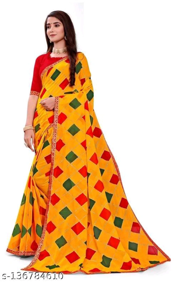 Bhagalpuri Art Silk yellow Lace border Saree With BlouseSaree Fabric: Art SilkBlouse: Semi-Stitched BlouseBlouse Fabric: Banarasi SilkPattern: CheckedBlouse Pattern: Same as BorderNet Quantity (N): SingleSizes: Free SizeCountry of Origin: India - Free Size
