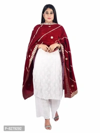  Ravishing Fashionable Women DupattasFabric: VelvetPattern: EmbellishedNet Quantity (N): 1Sizes:Free Size (Length Size: 2.25 m) Country of Origin: India - Free Size