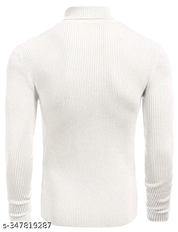 Men high neack sweatshirt - White, XL