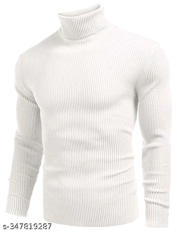 Men high neack sweatshirt - White, XL