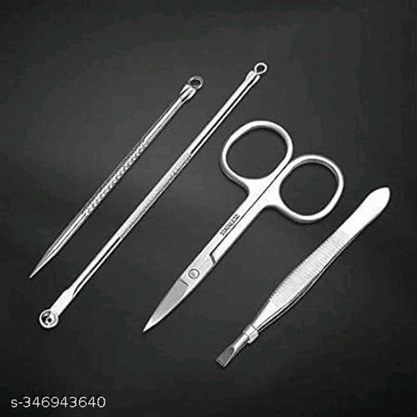Professional Stainless Steel 16 Tools Set Nail Clippers Scissors Grooming Kits with Leather Case - Free Size
