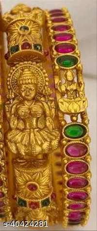 Brass Gold-Plated Bangle Set (Pack 6) - Gold, 2.4