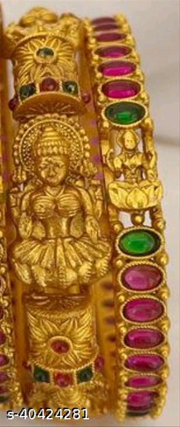 Brass Gold-Plated Bangle Set (Pack 6) - Gold, 2.4