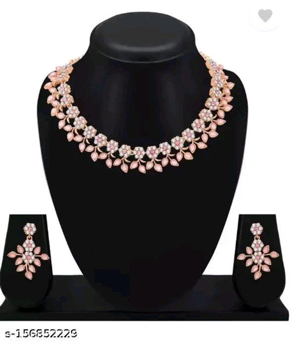 Rose Gold Plated Necklace set with Peach color Kundan  Jewellery Sets - Free Size